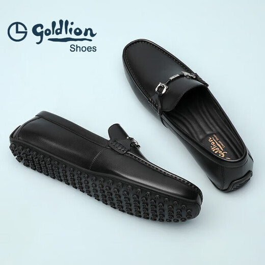Goldlion Men's Shoes Loafers Peas Shoes Light and Comfortable Set-Toe Business Casual Shoes G567310469AAB Black 41