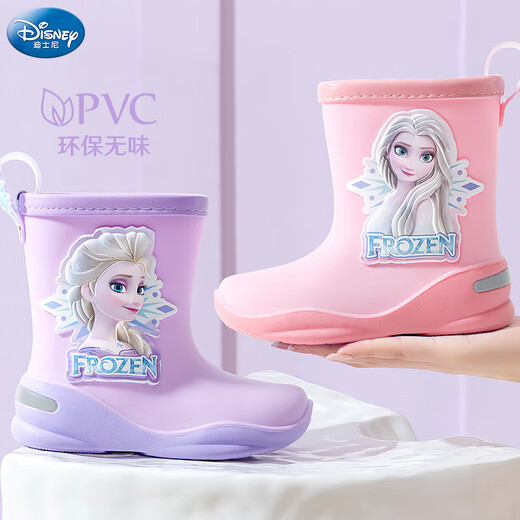 Disney Children's Rain Boots Boots Girls 'Mid Tube Tobin Rain Boots Boots Snow Princess Baby Water Chaussures P21014 Bleu 190 mm
