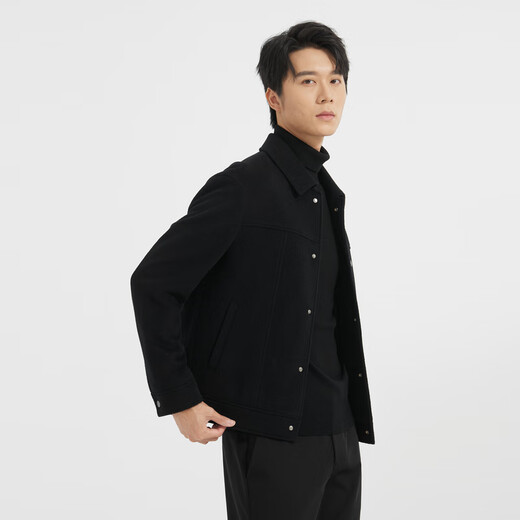 Lilang Light Fashion Men's Clothing, Down-filled Woolen Coat, Men's Short Knitted Wool Down Jacket Q4DYR109 Black 3XL (185)