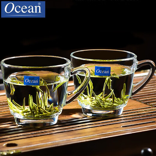 Ouxin imported glass tea cup, heat-resistant tea cup with handle, household hospitality cup, thickened large-capacity tea cup, green tea cup, two Kenya handle cups 245ml