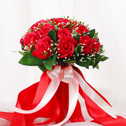 Größe (Größe) Braut Holding Blumen Hochzeitsvorräte Simulierte Blumenball Fotografie Requisiten für Hochzeitspaare und Paare glückliche Ereignisse Requisiten für Rosen mit Blumen (großes rotes Seidentuch)