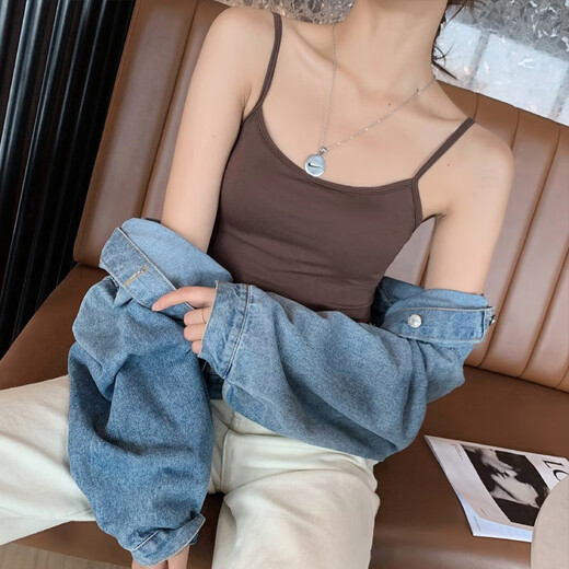 LangSha Modal Small Camisole Women's Padded Bottoming Slimming Internet Celebrity Top White L