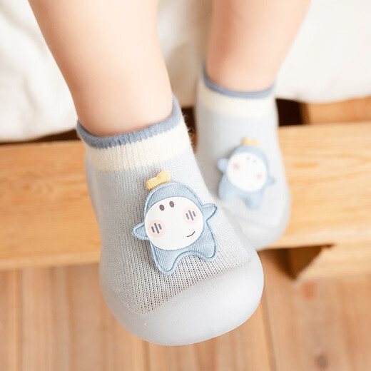 Tutu Dawen Baby Toddler Shoes Baby Floor Socks 0-1-2 Years Old Spring and Summer Children's Soft Bottom Drop-Out Indoor Early Education Cover Sky Blue 1 Pair One-size-fits-all Inner Length 12.5cm (Recommended 6-12 Months)