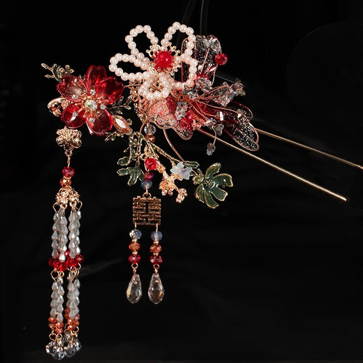 Ancient bridal headdress Chinese Xiuhe dress headdress phoenix crown ancient costume Hanfu hair accessories wedding dress accessories wedding bridal headdress five-piece set