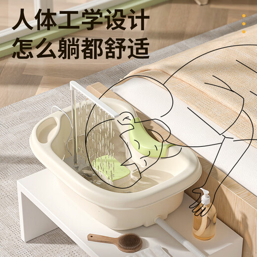 Rongtao shampoo basin lies flat for pregnant women and postpartum women, hair washing artifact for winter pregnancy and bedridden elderly patients, beige + neck pillow + drain pipe