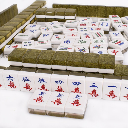 御圣麻将牌大号家用麻将黑金色手搓麻将子川牌广东麻将全国牌防作弊 42#黑金麻将（144张）+高档木盒