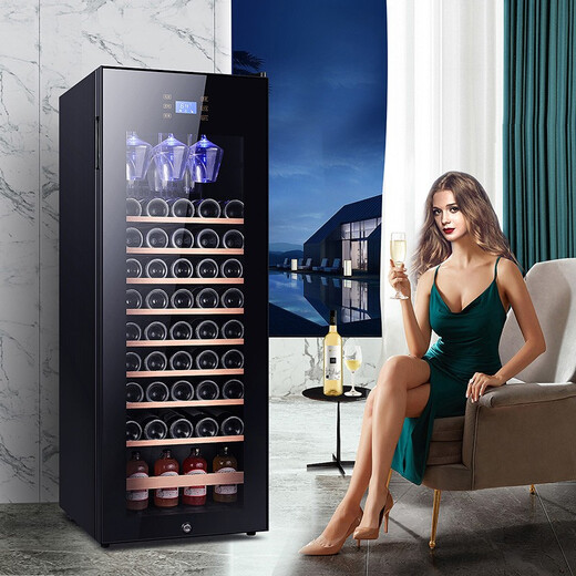 Zunbao BJ-158G red wine cabinet compressor wine cabinet constant temperature wine cabinet home living room small red wine cabinet refrigerated glass display tea preservation cabinet 1.3 meters fully equipped 158L heated anti-fog door