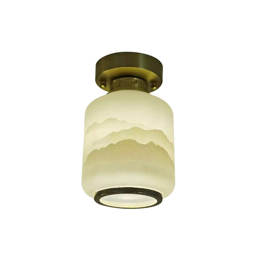 祎琳新中式全铜阳台灯走廊过道灯北欧简约小卧室吊灯进门入户玄关灯 6150/山水过道灯/铁艺款