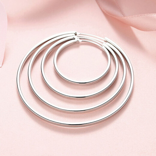 Jiuchangshi Fang Guang 999 sterling silver earrings for women, large size pure silver large earrings birthday gift for girlfriend, pure silver 999 30mm