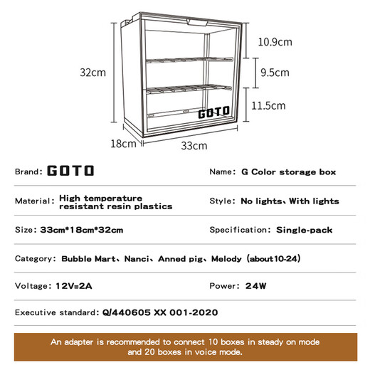 GOTO blind box display storage box LABUBU acrylic LABUBU storage transparent blind box dust-proof storage box display stand Taoyao powder 1 pack (including 2 partitions) without lights