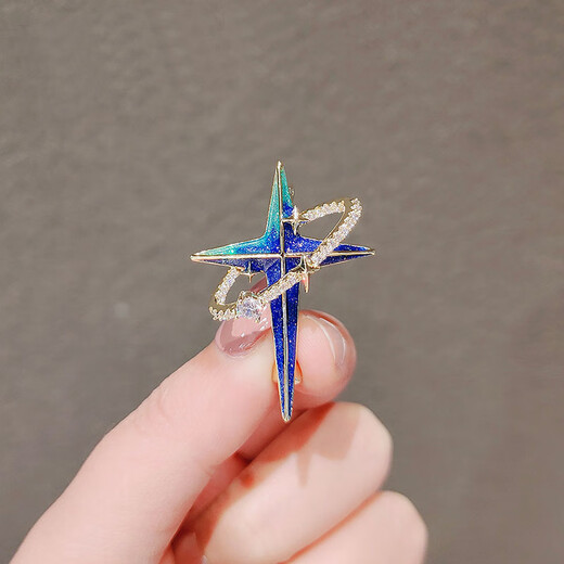 LEMIAO Planet Universe Brooch Men and Women Couple Pin Collar Pin Cardigan Suit Jacket Four-Pointed Star Cross Star A1421-1 Cross Ring Star A22-207