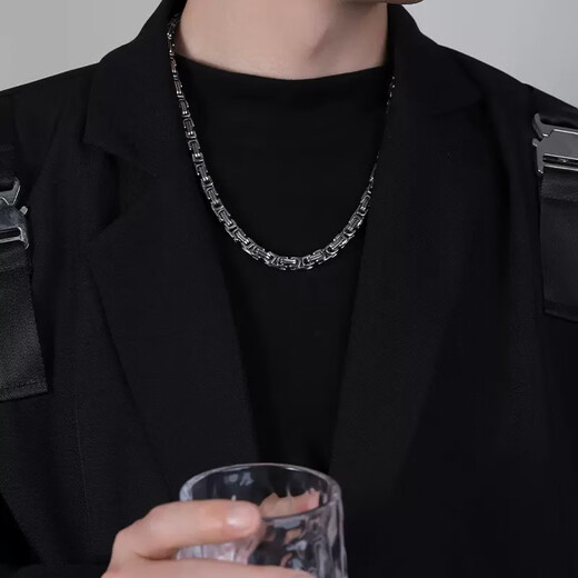 BJYL titanium steel necklace men's domineering personality summer clavicle chain men's non-fading emperor chain hip-hop trend accessories 5MM wide 50CM long