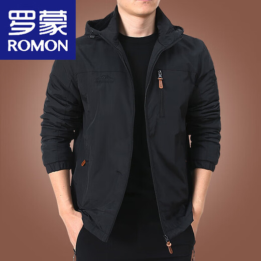 Romon Herrenjacke Herbst und Winter plus Samtjacke Herren Winter Casual Clothes Herren -Top -Kleidung für Männer mittleren Alters Dicke 9898 [Schwarz] Abnehmbare Kappe - plus Samt ohne Preis 5xl 200 Spezifikationen (210jin [Jin entspricht ca. 0,5 kg]))