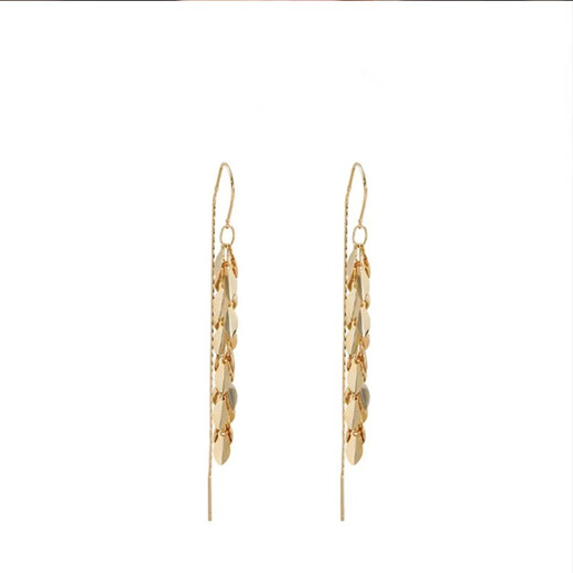 Lan Huiming 925 silver needle niche design metal wheat long tassel earrings earrings light luxury temperament fashionable earrings