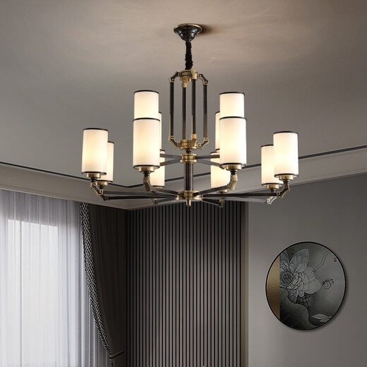 Suyin new Chinese style living room lamp full copper chandeliers Chinese style villa simple modern Chinese style lamp study bedroom lamp 9901 6 heads [E27 light bulbs * 6]