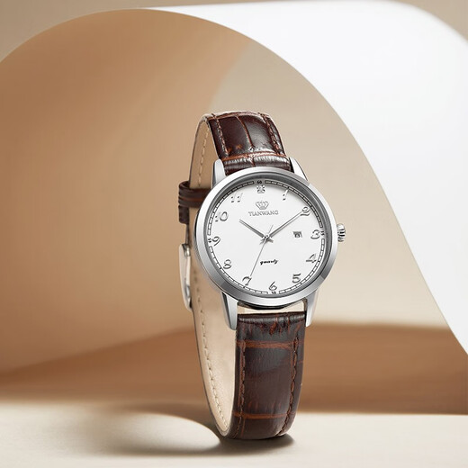 TIAN WANG watch business casual fashion belt Roman dial date display quartz watch men's watch women's face couple's watch gift white plate brown belt women's watch LS3886S/D-A-A