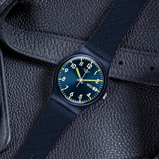 Swatch Swiss watch Gentleman Blue 2.0 Double Calendar Graduation Gift Quartz Men's and Women's Watch Exam Table SO28N702