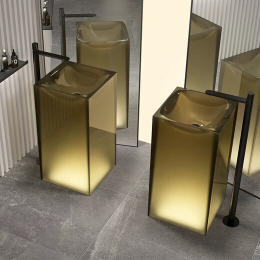 Basin de colonne d'art cristallin Basin de lavabo à rechange intégrée peut briller le bassin de lavage de colonne en résine transparente colorée 6628 (la couleur peut être sélectionnée)