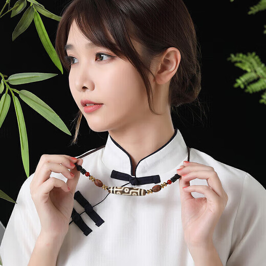 Yanyun jewelry boutique yellow nine-eye dzi bead necklace body pendant chalcedony agate pendant crystal agate jewelry for men and women