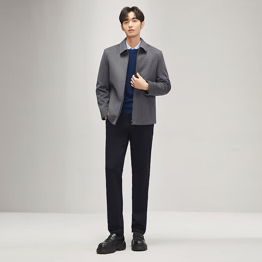 Qipai high-end series down jacket men's spring and summer new style detachable liner one-piece, two-wear lapel jacket 0310 dark gray L (175)