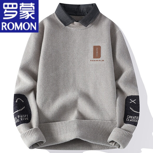Romon (Romon) Collier de chemise de base d'automne et d'hiver faux pull à deux pièces pull chaud chouchure en tricot de couchet tricot de base de manteau de base m9901 m blanc [collier de chemise] m