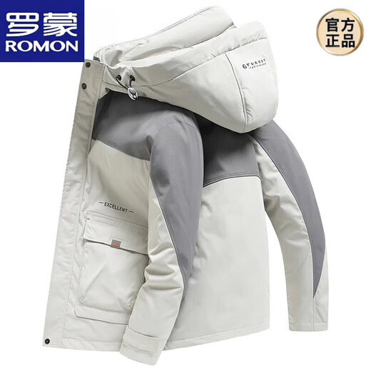 Romon Fack-Fit Fit Down Jacket Men's Corto 2025 Invierno Nuevo pato blanco con capucha, chaqueta cálida 9758 丨 Negro 丨 El hotel no está separado NUEVO NATORAL NACIONAL 9 185/XXL