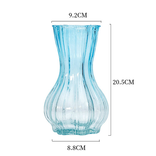 Shengshi Taibao glass vase transparent plant vase hydroponics living room ornaments color gradient blue garlic