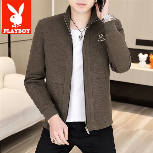 花花公子（PLAYBOY）2024新款春秋季男装夹克男士休闲外套潮流百搭翻领夹克男上衣 2687黑色 XL