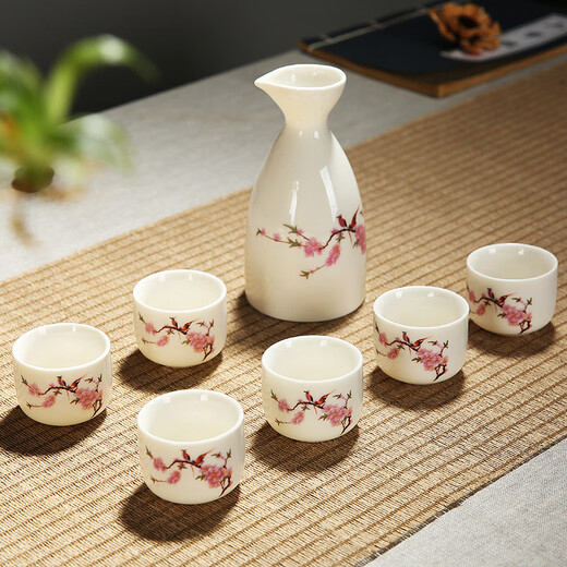 Ceramic wine set Chinese facial makeup liquor spirit cup wine divider small wine cup clear wine set household warming Chinese knot + shelf