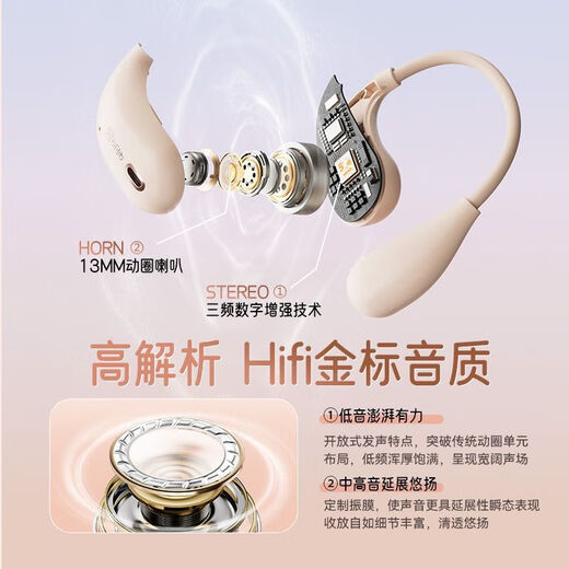 Suoai Bluetooth Wireless Ohrmontage 2024 Neues Modell ist für Apple und Huawei [ST6] Cavalier Black 丨 Super 6629+ geeignet [Open Surround Sound]