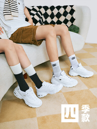斯凯奇（Skechers）女鞋秋冬季款小白鞋增高老爹鞋厚底鞋运动鞋熊猫鞋 【白银】11979-WSL 36.5