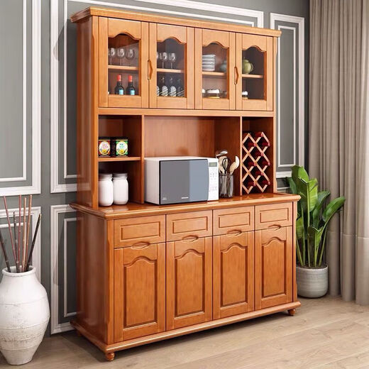 Enmufan 2026 new solid wood wine cabinet new Chinese style wall-mounted multi-functional storage cabinet high cabinet living room tea cabinet integrated cabinet 02 (1.2 meters) Begonia color