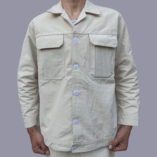 Jianzi Electric Welding Work Clothes Men's Cotton Anti-scalding Thick White Canvas Electrical Welding Work Clothes Top 185/100A