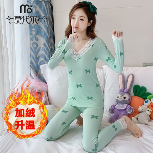 Ropa modal de otoño y pantalones de otoño para mujeres en invierno más ropa de solvente de terciopelo para mujeres para mujeres Camisa de base delgada Camisa delgada Ropa de hilo y pantalones de hilo T9904 Azul en V.
