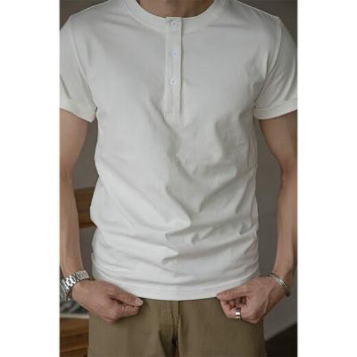 Jeep Spirit Cotton T -shirt Male Henry Short Male Summer Summer Poly -style Poly -Tough Tusher Bottom Bottom Casual Half -sleeved Tie White Leading Sanxin Block Sleeve Short Short 2xl (185) -