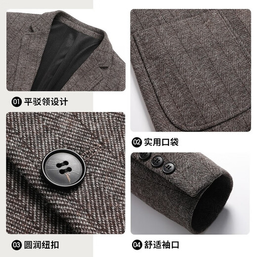 SHANSHAN杉杉西服男春秋季含羊毛男士西装外套中青年商务休闲职业正装厚款 咖色 46 /170