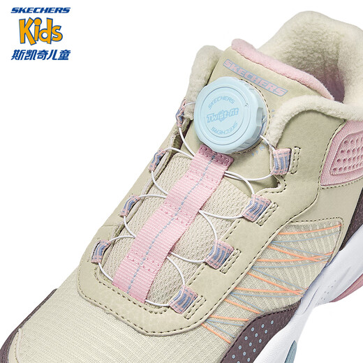 Skechers children's velvet boots (jump series) autumn and winter velvet casual boys' non-slip cotton shoes 303499L girls/natural color/multicolor/NMLT 32