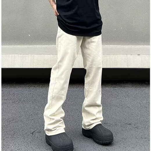 拓普尼TUOPUNI微喇叭美式牛仔裤男装联名痞帅气高街直筒阔腿显高显瘦精神小伙 K761黑色 L （105-115斤）