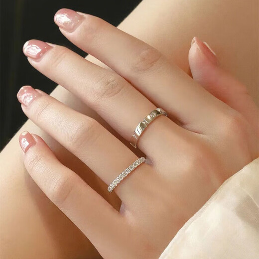 MZMZ brand platinum ring Sugar Cube Couple Ring Pair of Rings Wedding Engagement Proposal Anniversary Birthday Gift for Girlfriend Light Luxury Style-Sugar Cube Couple Ring