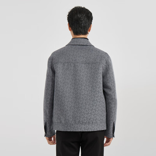 利郎轻时尚男装【双色提花】毛呢大衣男短款双面呢羊毛外套Q4DYR601 蓝灰 2XL (180)