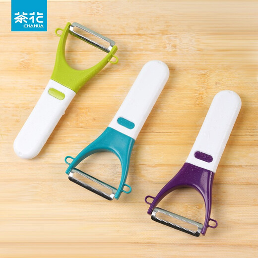 茶花（CHAHUA） 削果皮刀刨刮剥苹果刨刀土豆去皮厨房家用水果多功能削皮器 炫彩款【有锯齿】绿色