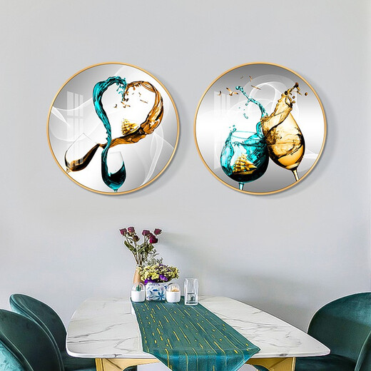 Mo Hua Lulin Restaurant Dekorative Gemälde moderner einfacher Esstisch Hängende Maler Restaurant Wandeingang Eingangseingangsschrank High-End-Malerei Esszimmer Jiuyu Bild 02 Paar Wein Dang Song 12350 Kristallporzellanmaler 40 schwarzer Rahmen (Gold Rahmen erfordert Notizen Notizen