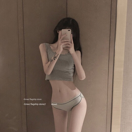 Renlofer Rear Girls 'Rear Japanese y coreano estilo simple algodón puro de algodón puro de algodón de algodón transpirable sin revestimiento de ropa deportiva 1+blanco 1+gris 1 unicode (80jin [Jin es igual a 0.5 kg] -120Jin [Jin es igual a 0.5 kg])