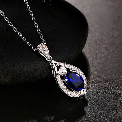 海卡依（HEEKAIYI）项链女士蓝色宝石项链奢侈首饰七夕情人节生日礼物送老婆送女友 坦桑石项链（主石约2克拉）