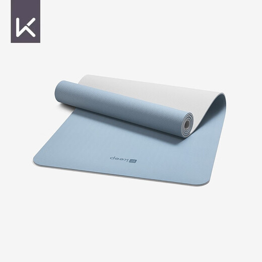 Keep stretch mat yoga mat, entry-level two-color thickened lengthened fitness mat, anti-slip yoga jumping mat TPE 12801 classic 61cm blue/silver gray-7mm