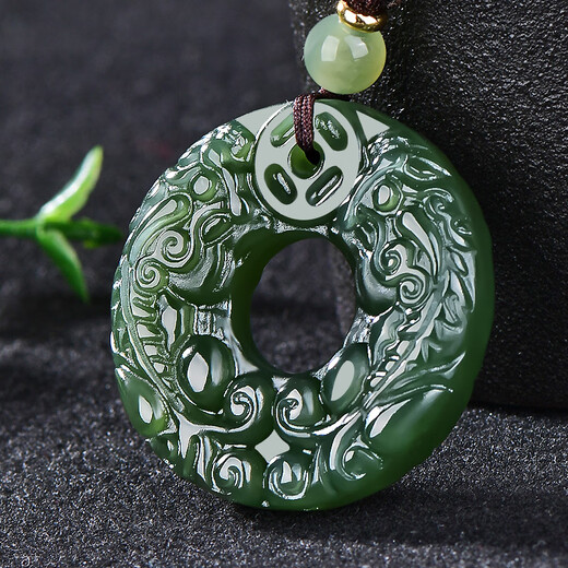 Se puede solicitar, colgante Hetian Jade Pixiu, hombres y mujeres, colgante de jade de hebilla de paz, doble colgante de pixiu jade, modelo dos M6228Z