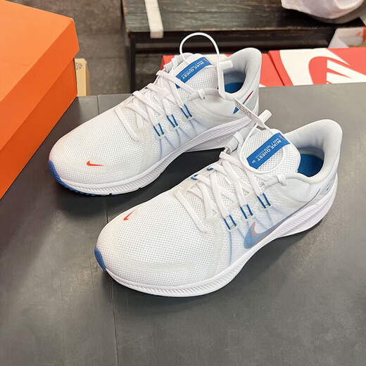 耐克（NIKE）男鞋跑鞋 运动鞋子男鞋24夏季Quest 4飞线减震透气轻便休闲跑步鞋 DA1105-101/探索者4/ 白蓝红 42