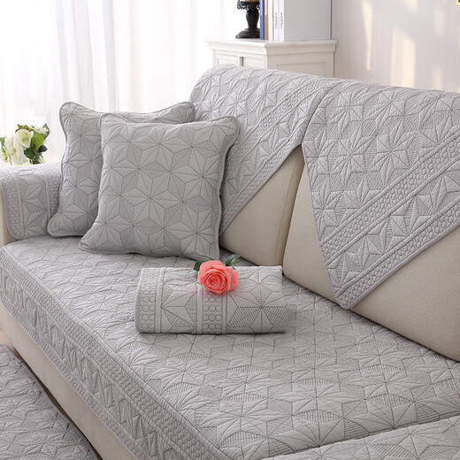 Nabefi full cotton sofa cushion four seasons universal fabric non-slip solid wood seat cushion simple modern leather sofa cover backrest turban beige back grid 70*702 pieces