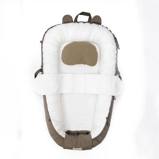 Crib-in-bed portable newborn bionic uterus crib removable folding baby pillow bed anti-pressure dark khaki color