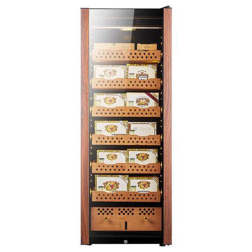 Freierman H54X-4000 compressor cigar cabinet with lock, constant temperature and humidity household cedar wood red wine humidifier, 163cm high, wood grain compressor model, aluminum liner